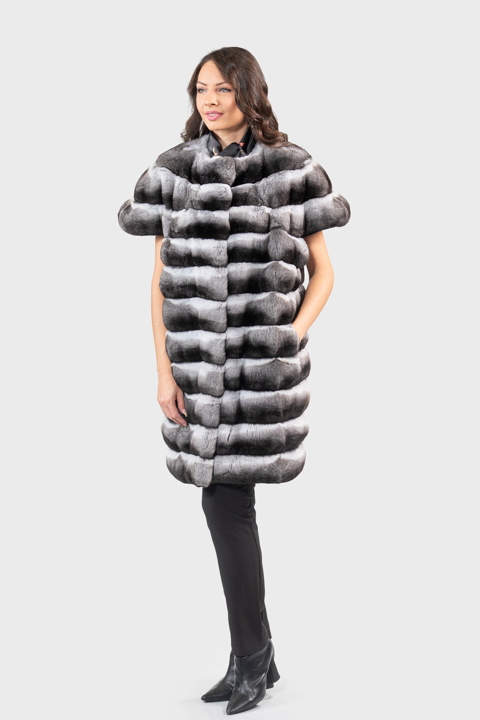Chinchilla Collarless Vest