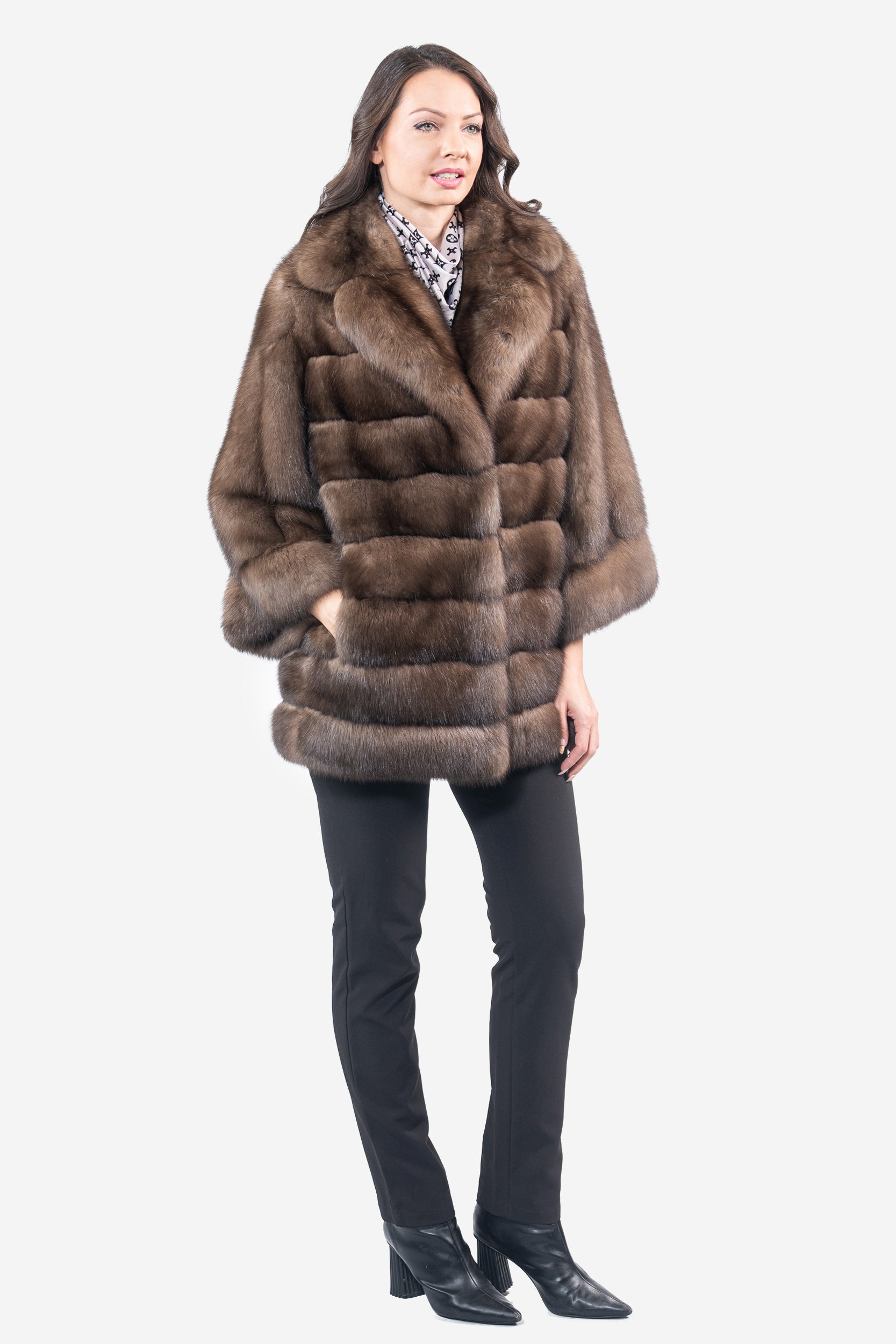 Platino Russian Sable Half Coat with Notch Color and Let Out Sleeves
