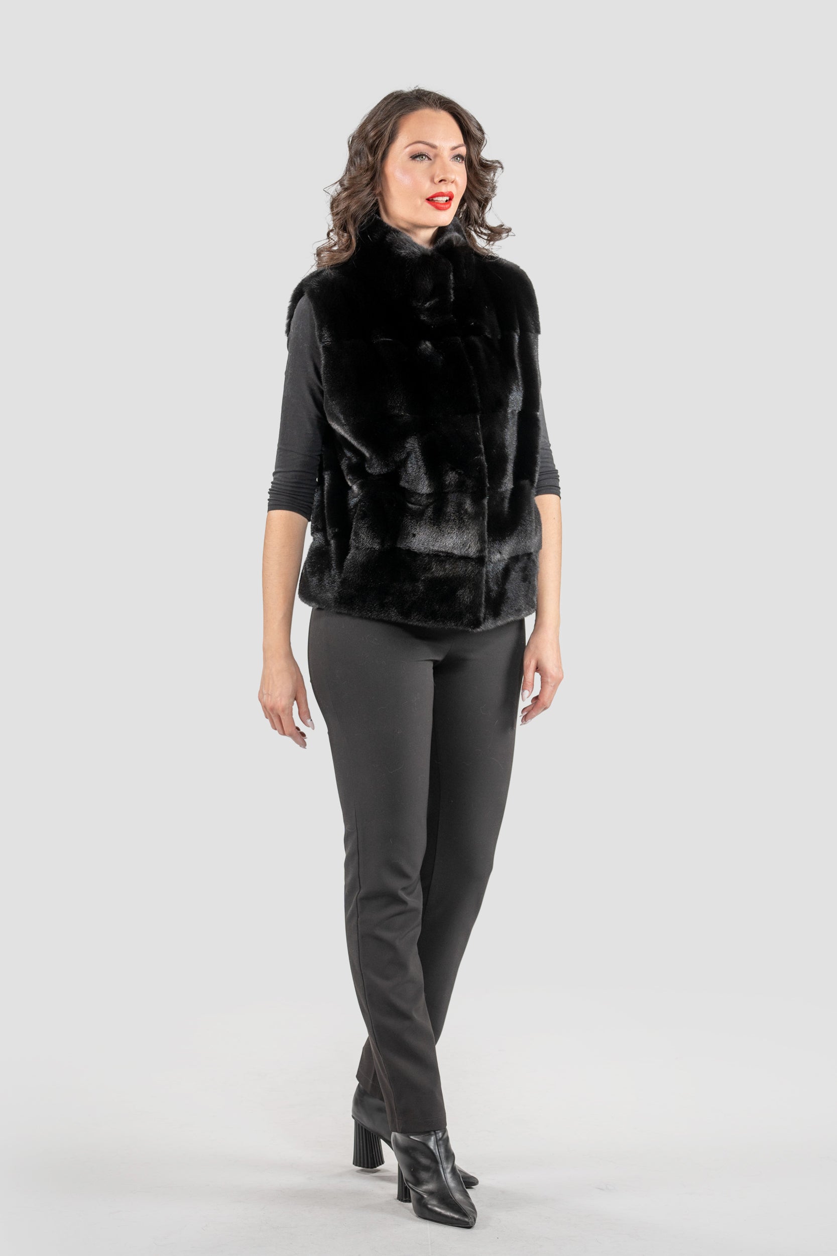 Blackglama Mink Short Vest with Stand Collar