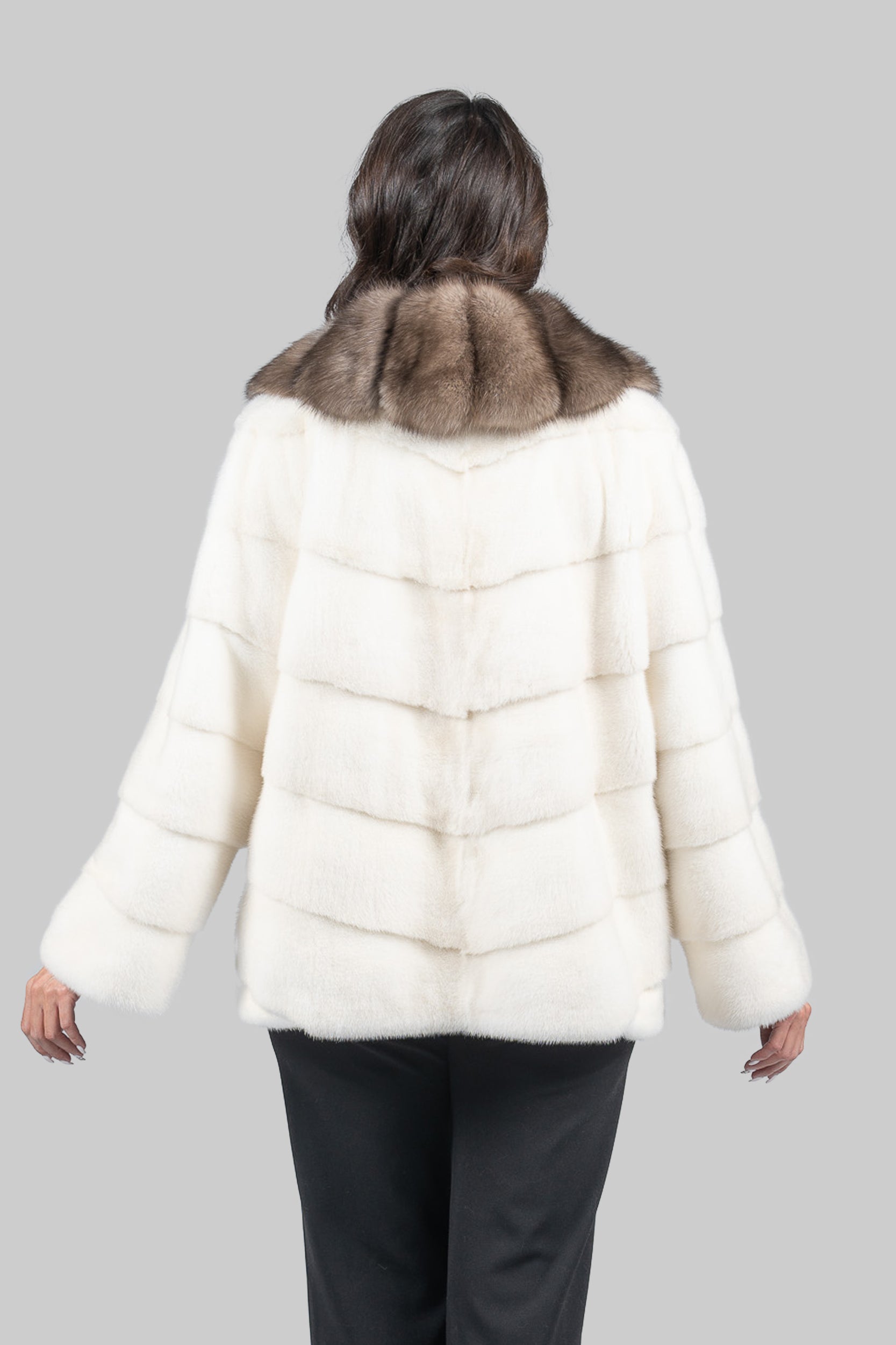 Pearl Mink Jacket with Extended Sable Shawl Collar