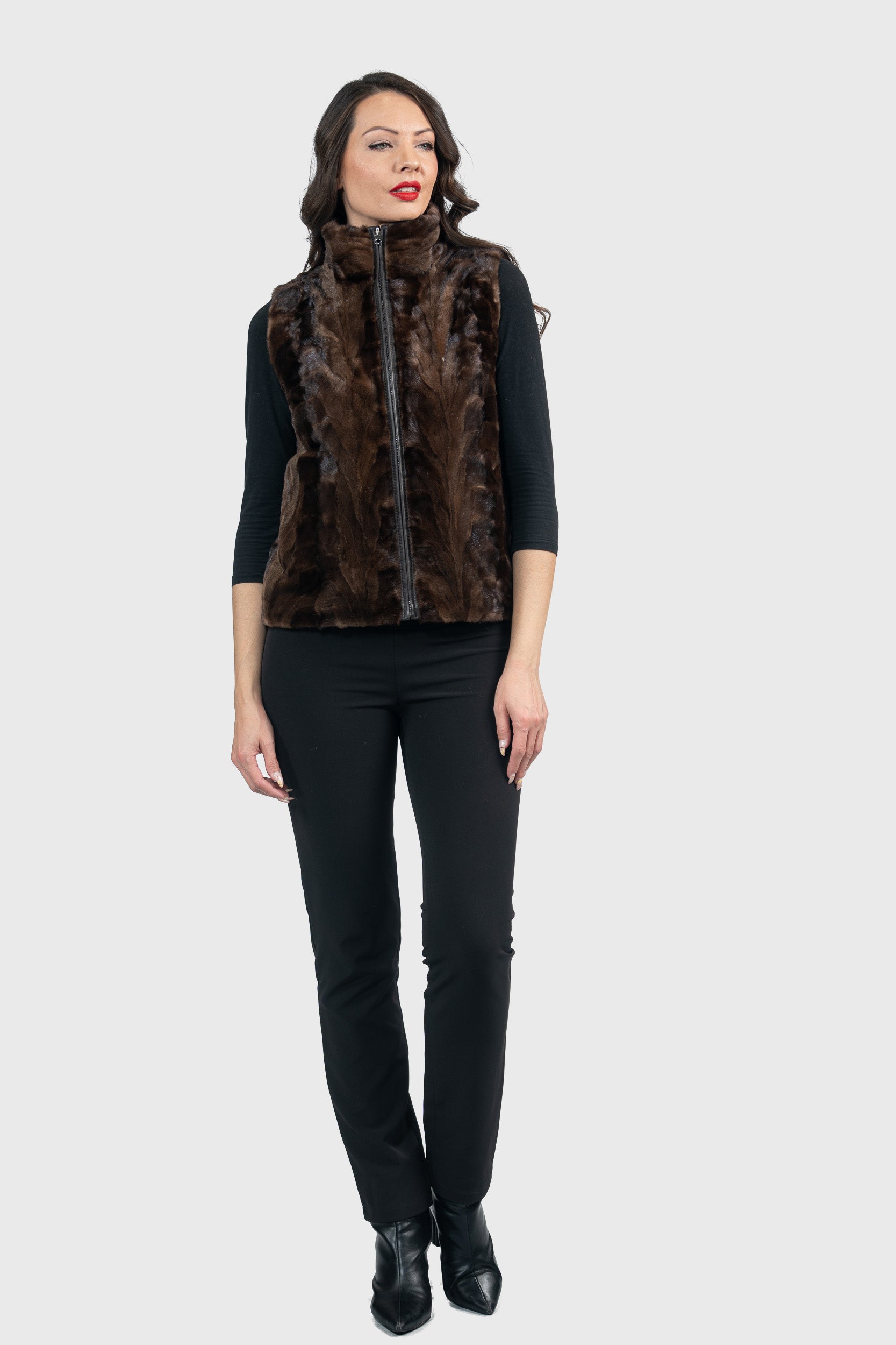 Demi-Brown Mink Pieced Vest