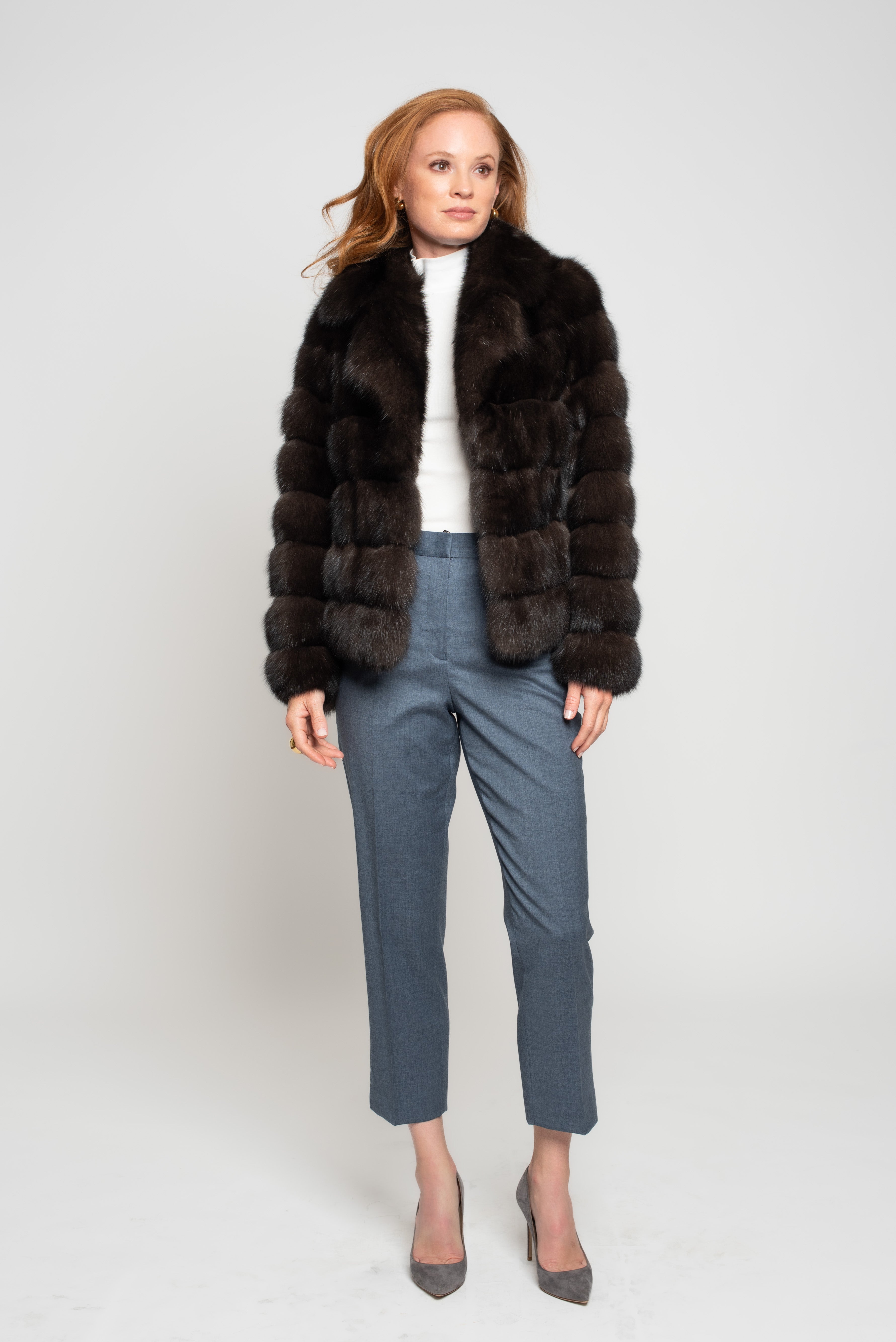 Dark Russian Sable Jacket with Notch Collar