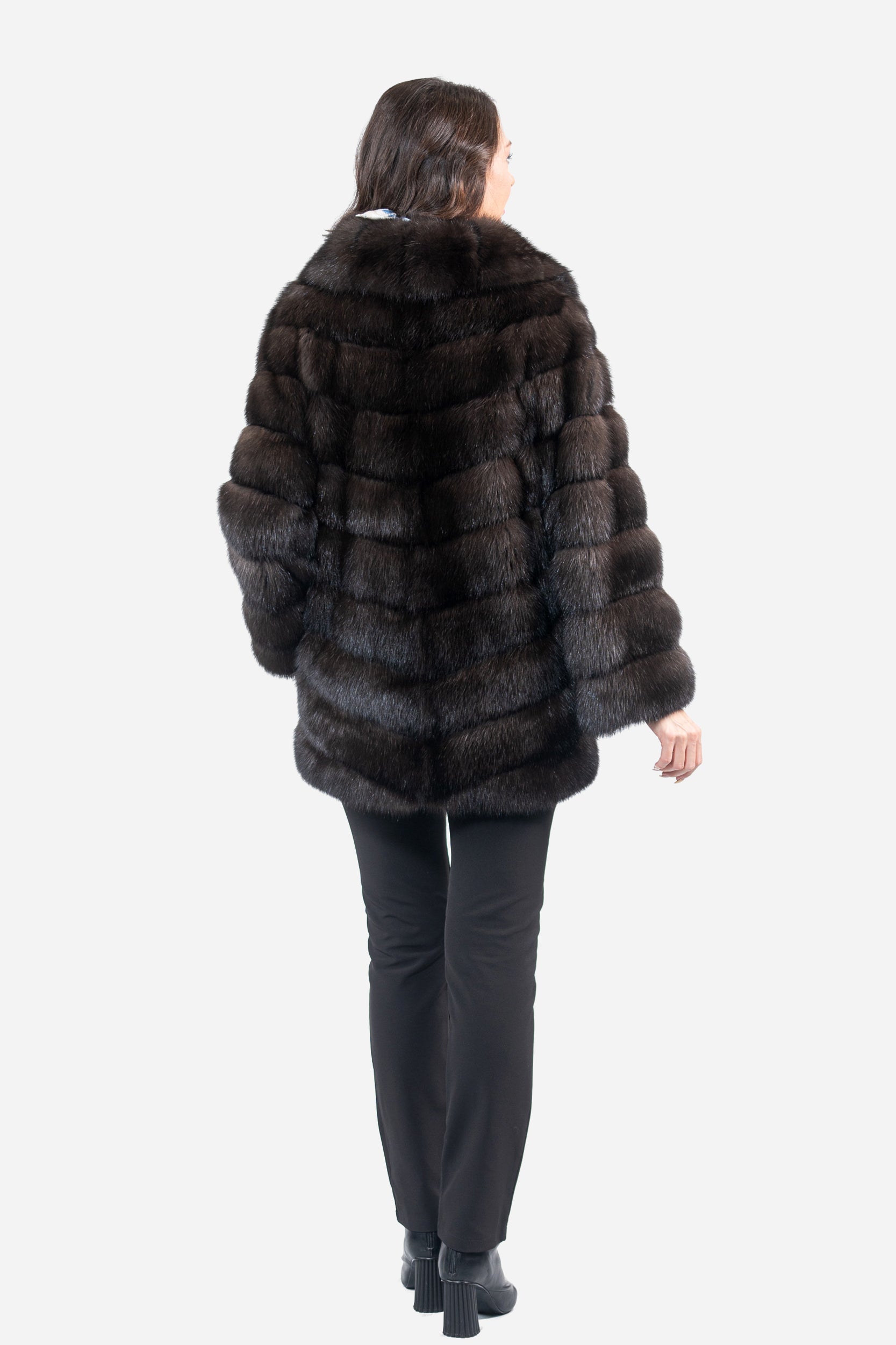 Dark Russian Sable Half Coat With Shawl Collar