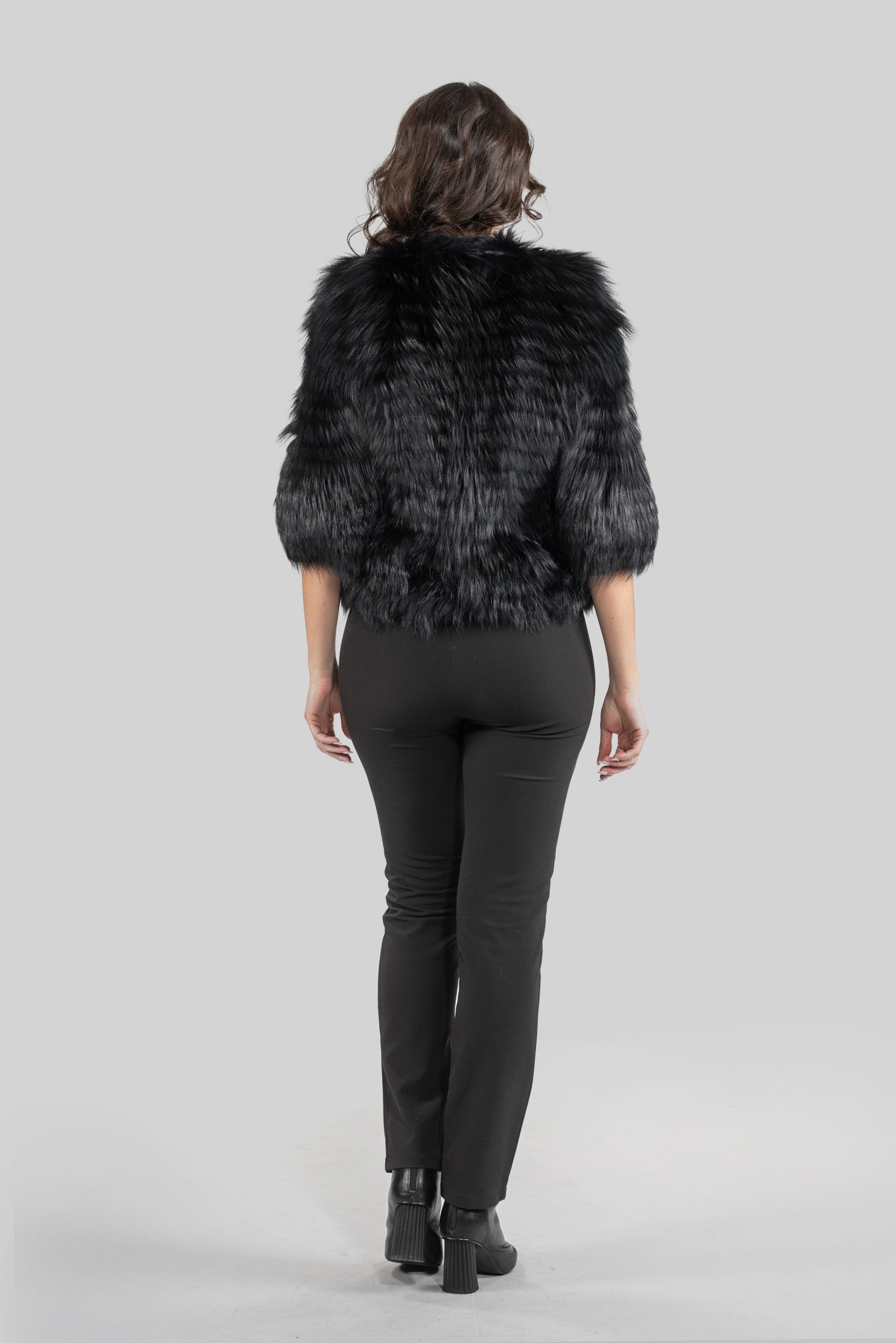 Blue-Black Fox Fur Jacket