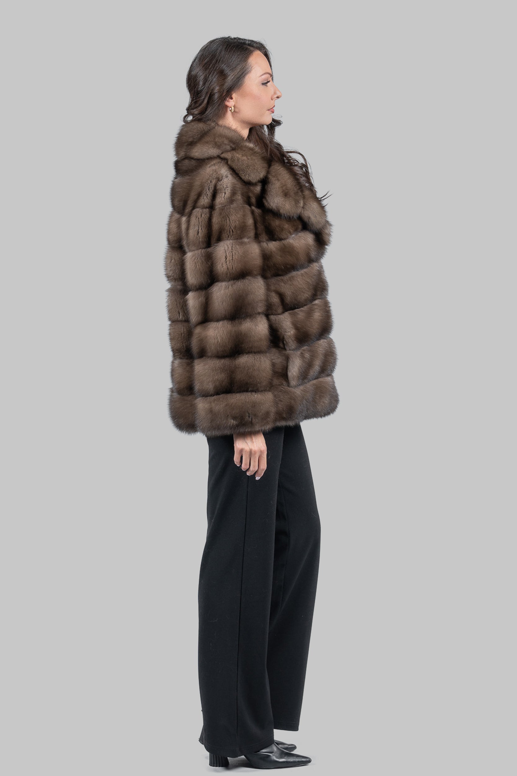 Sable Fur Jacket with Notch Collar