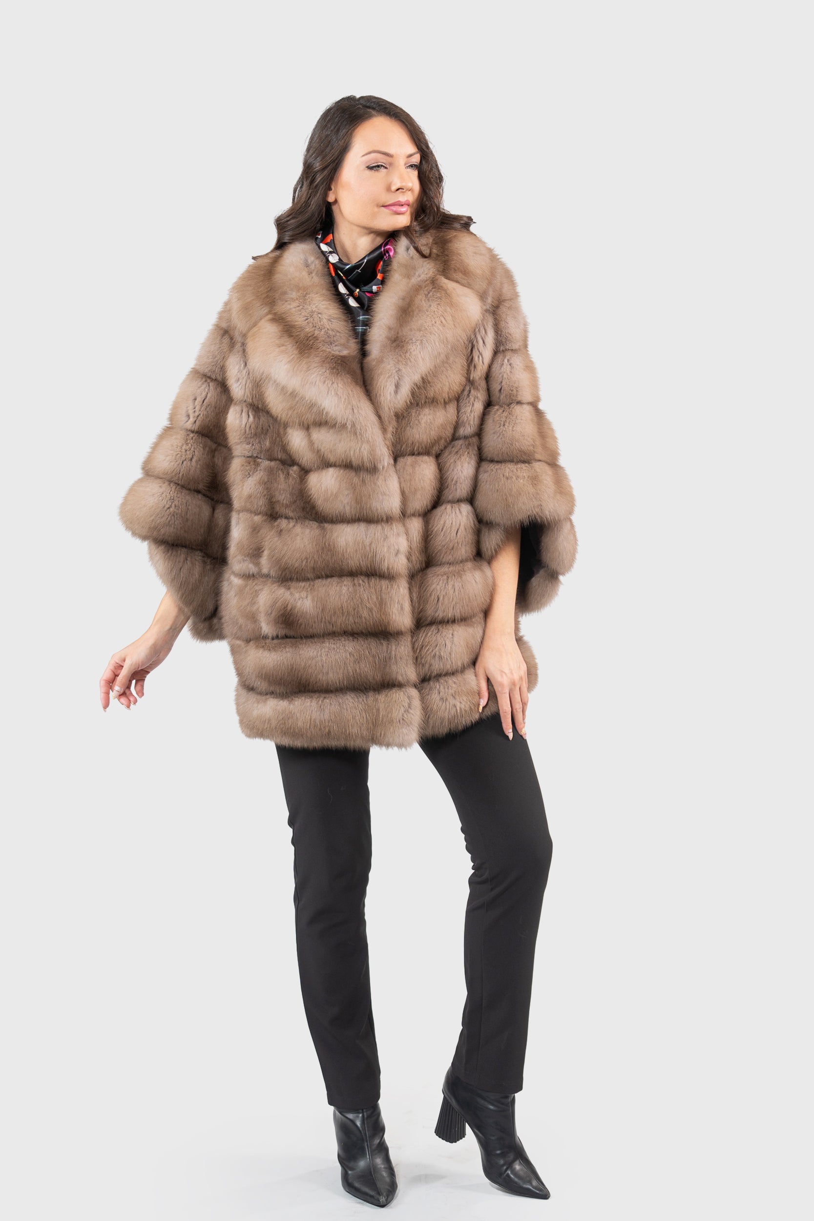 Graphite Baumarten Cape with Notch Collar