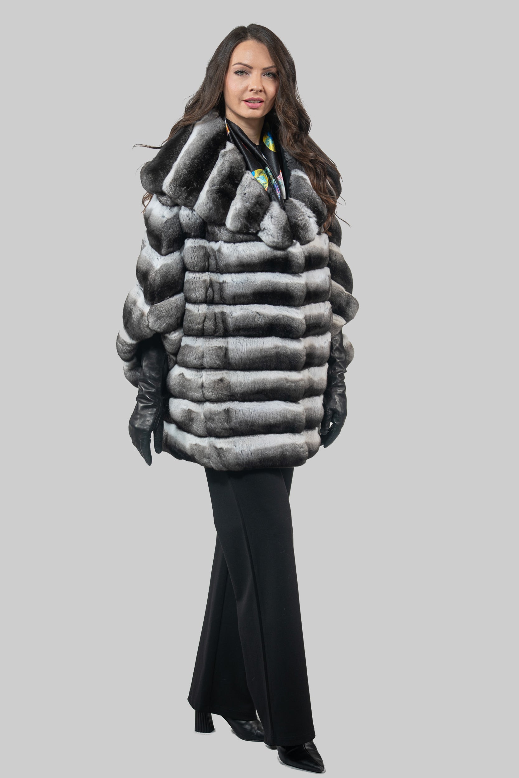 Chinchilla Hooded Cape