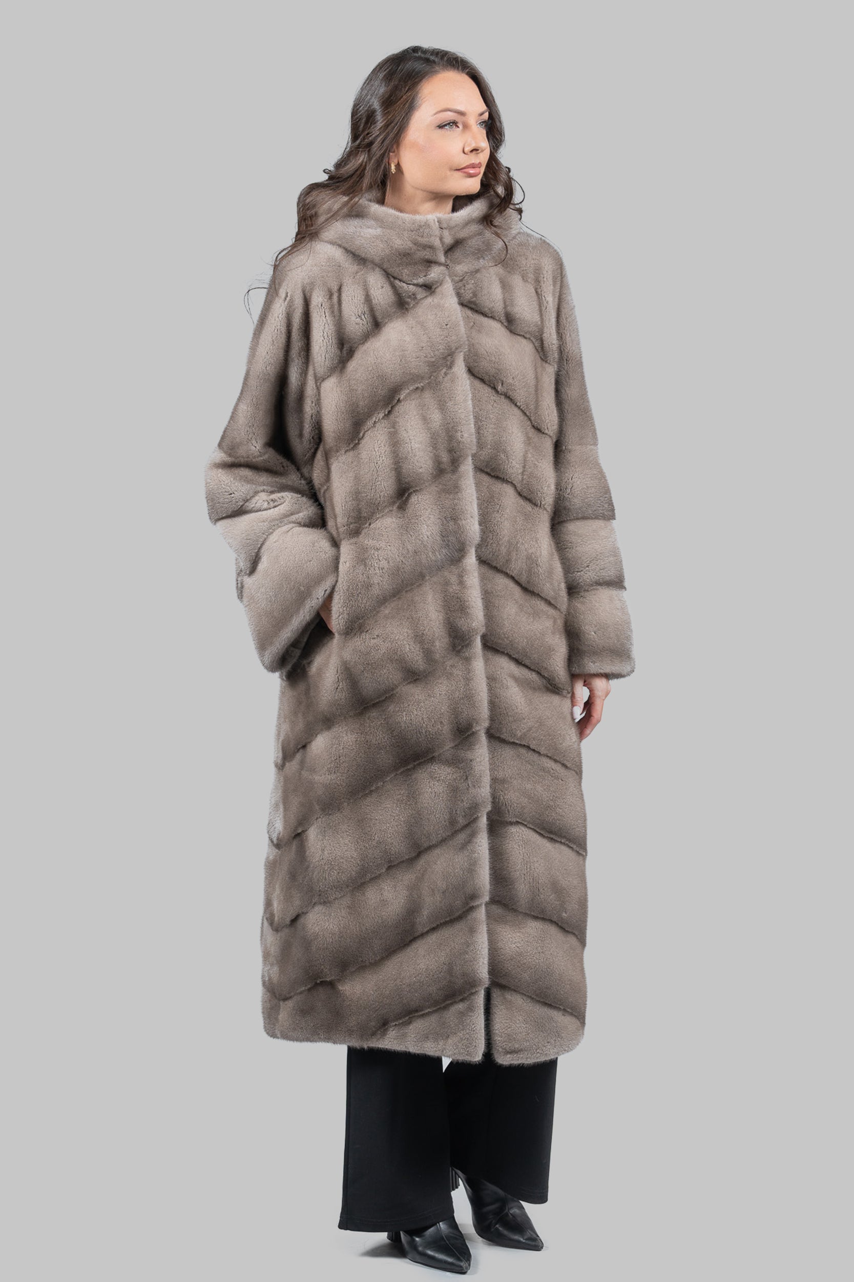 Silver Blue Mink Coat with Hood