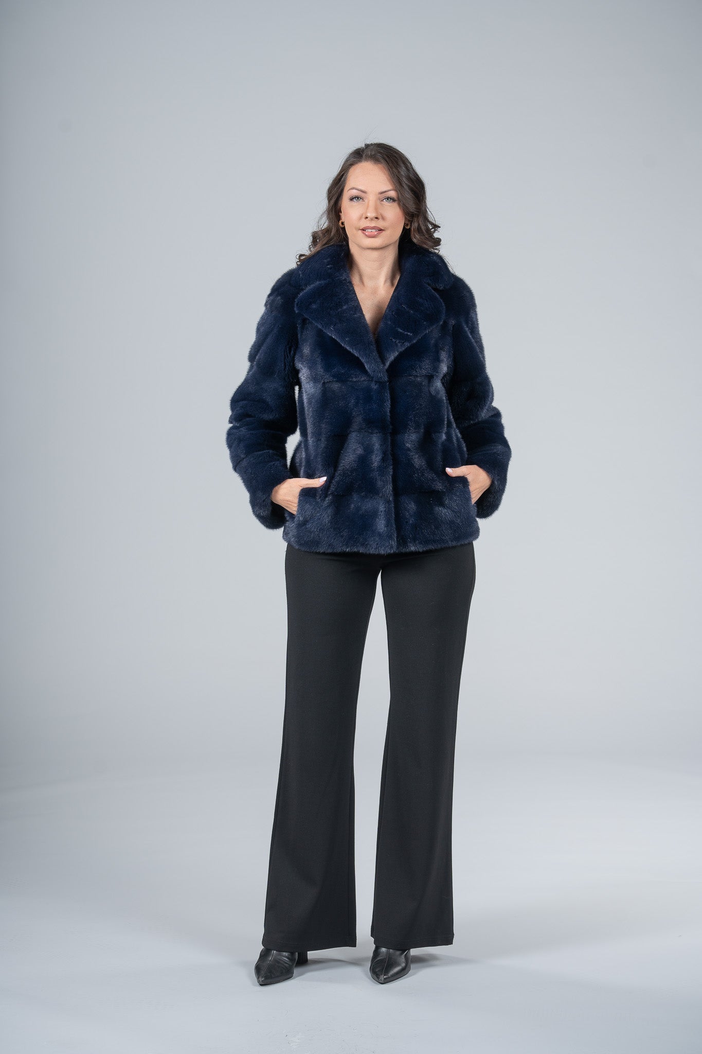 Purple Mink Jacket with Notch Collar