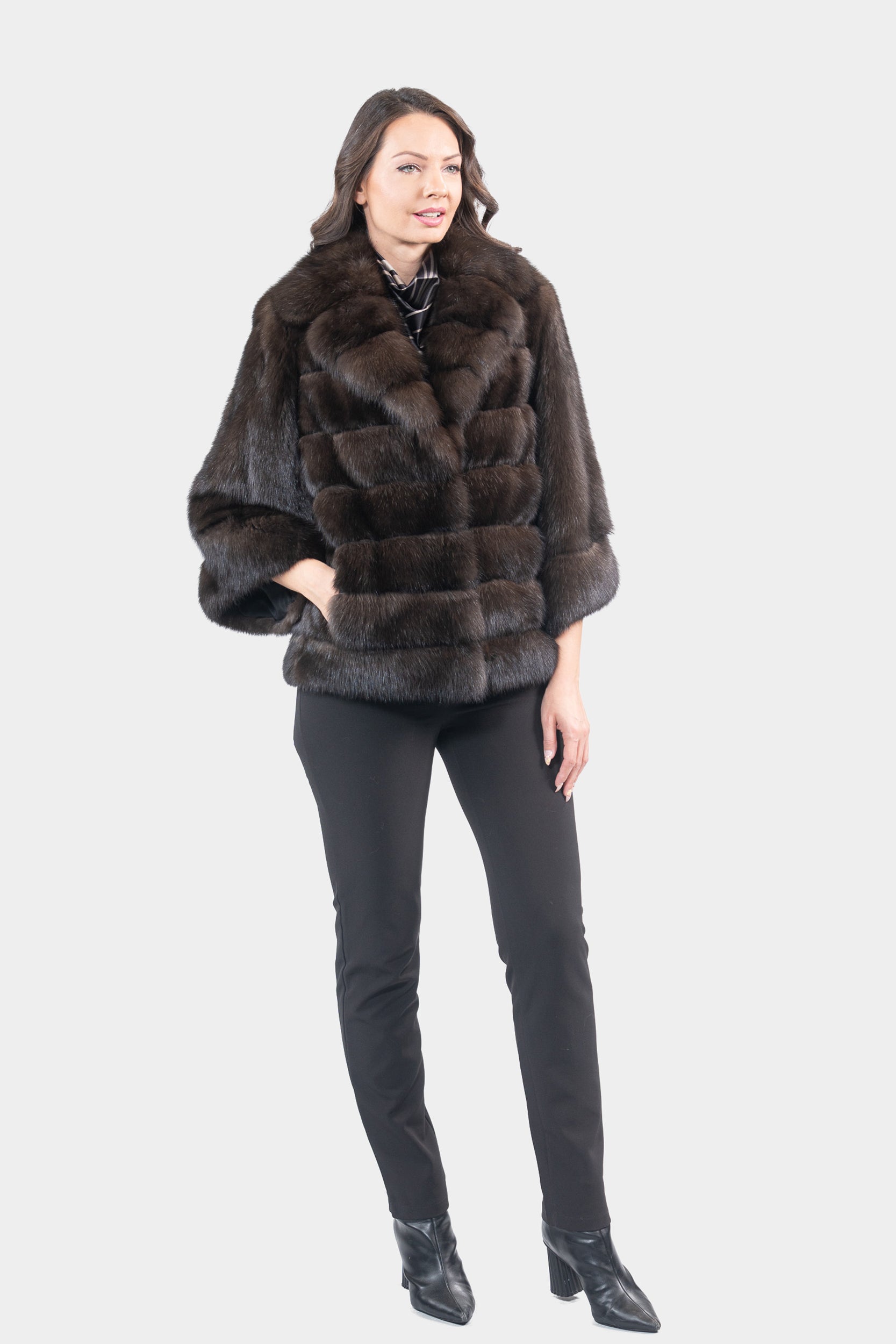 Dark Russian Sable Jacket with Notch Color and Let Out Sleeves