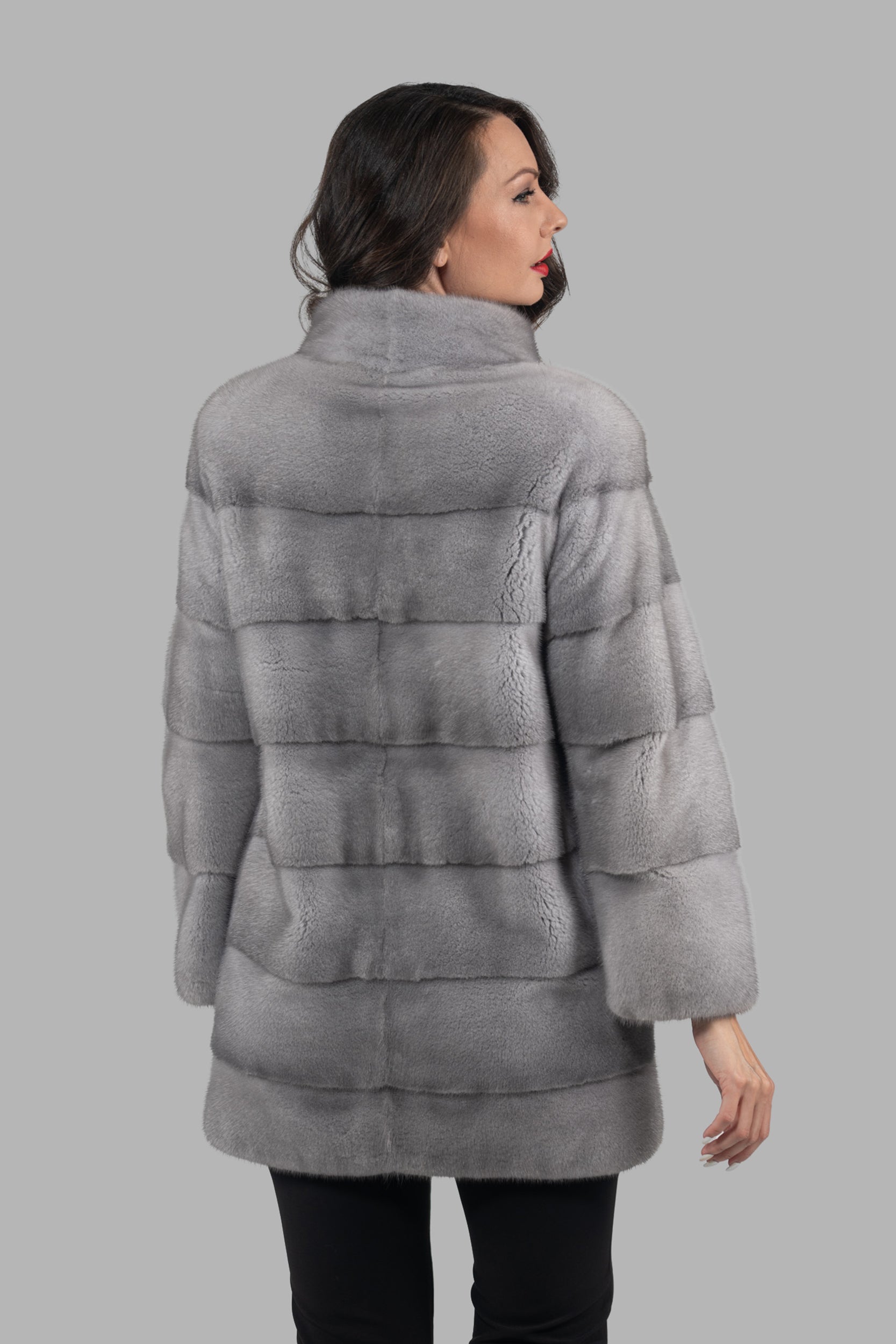 Sapphire Mink Half Coat with Stand Collar