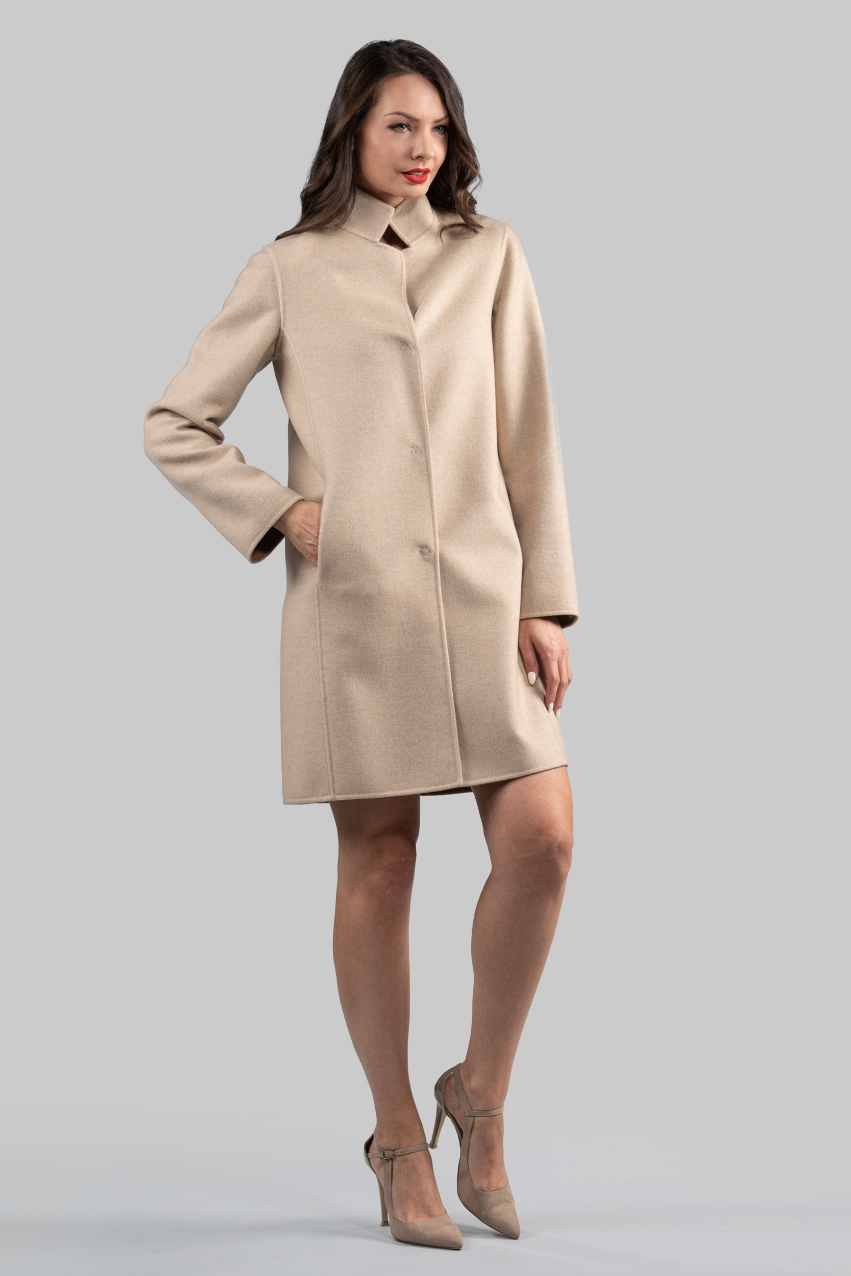 Ecru Cashmere Half Coat