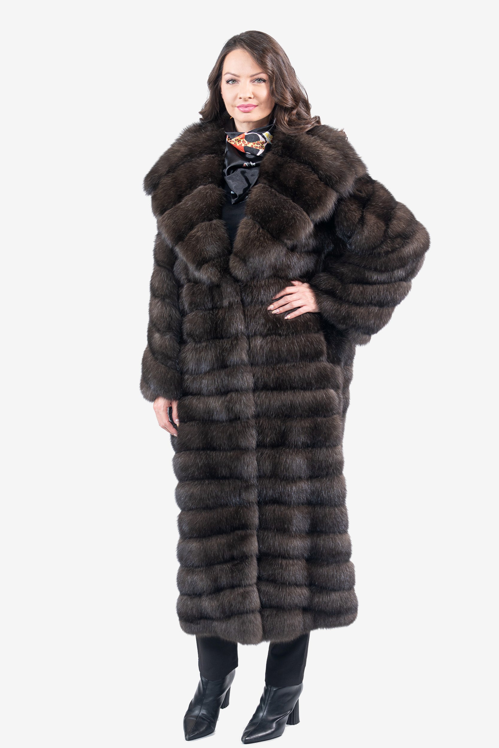 Dark Russian Sable Coat with Hood