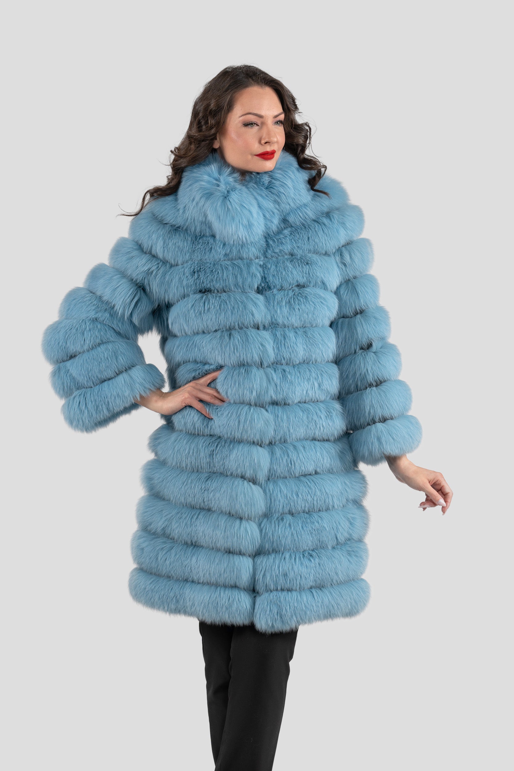 Blue Sky Full-Length Fox Fur Coat