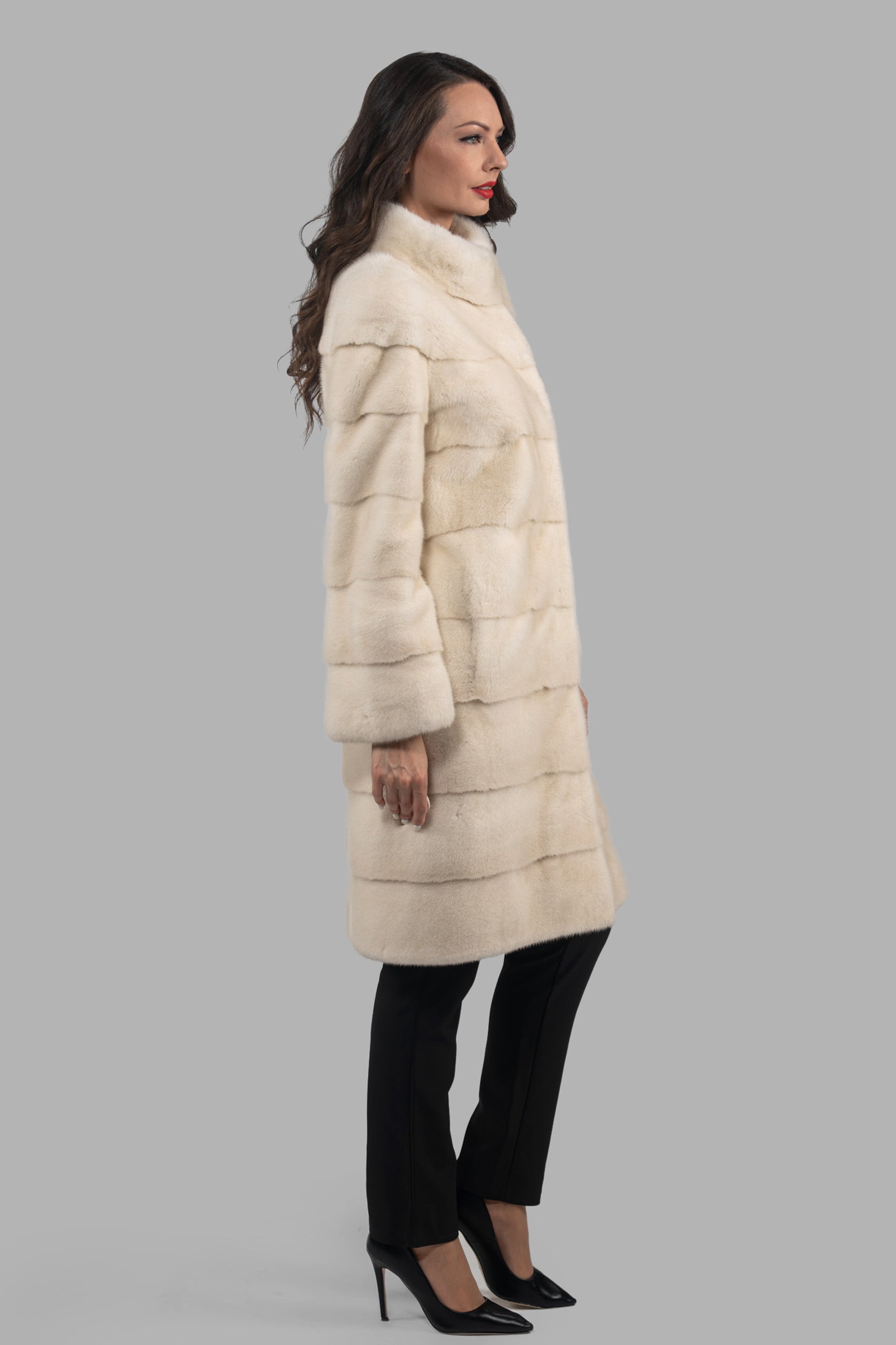 Pearl G/W Mink Half Coat with Stand Collar