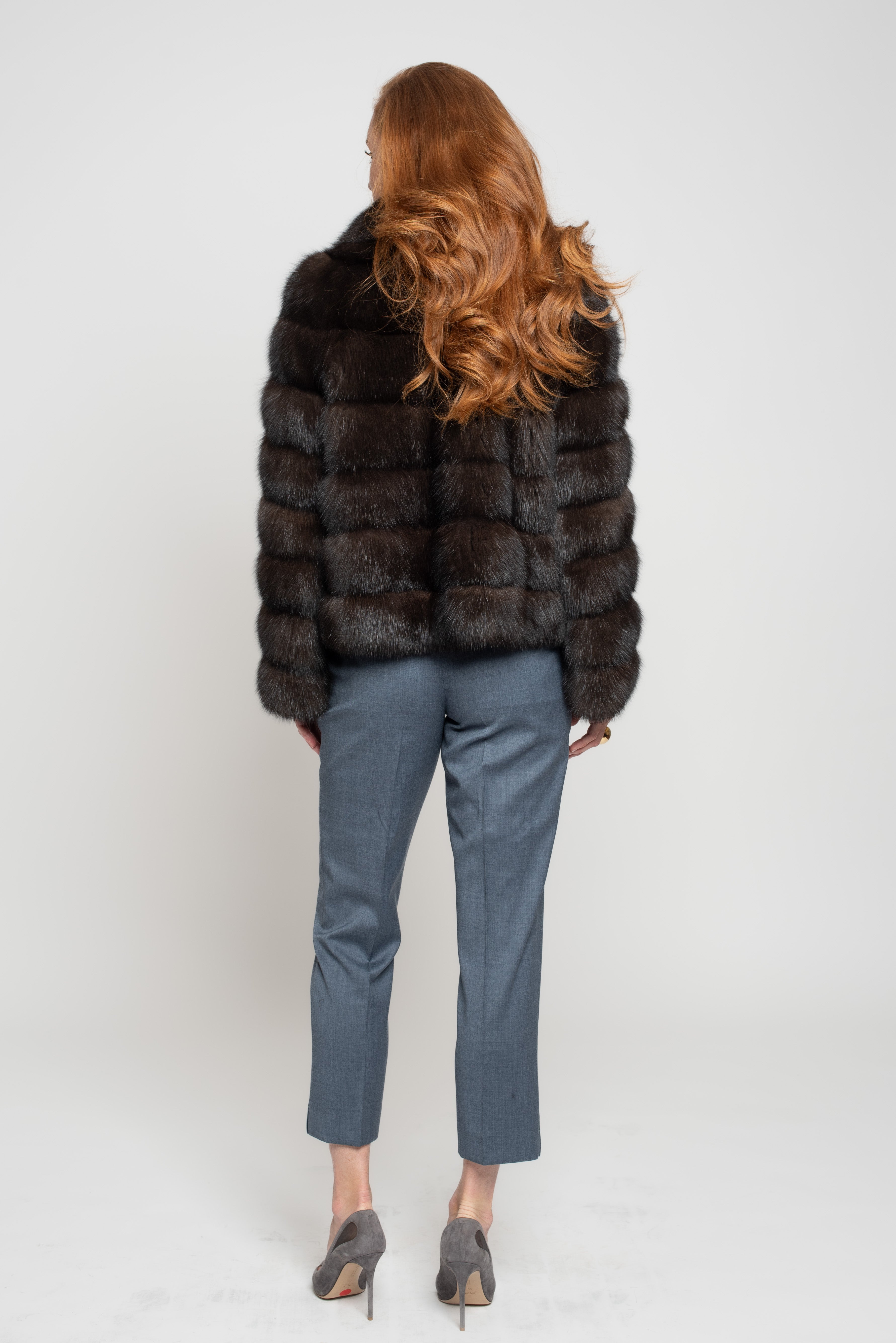 Dark Russian Sable Jacket with Notch Collar