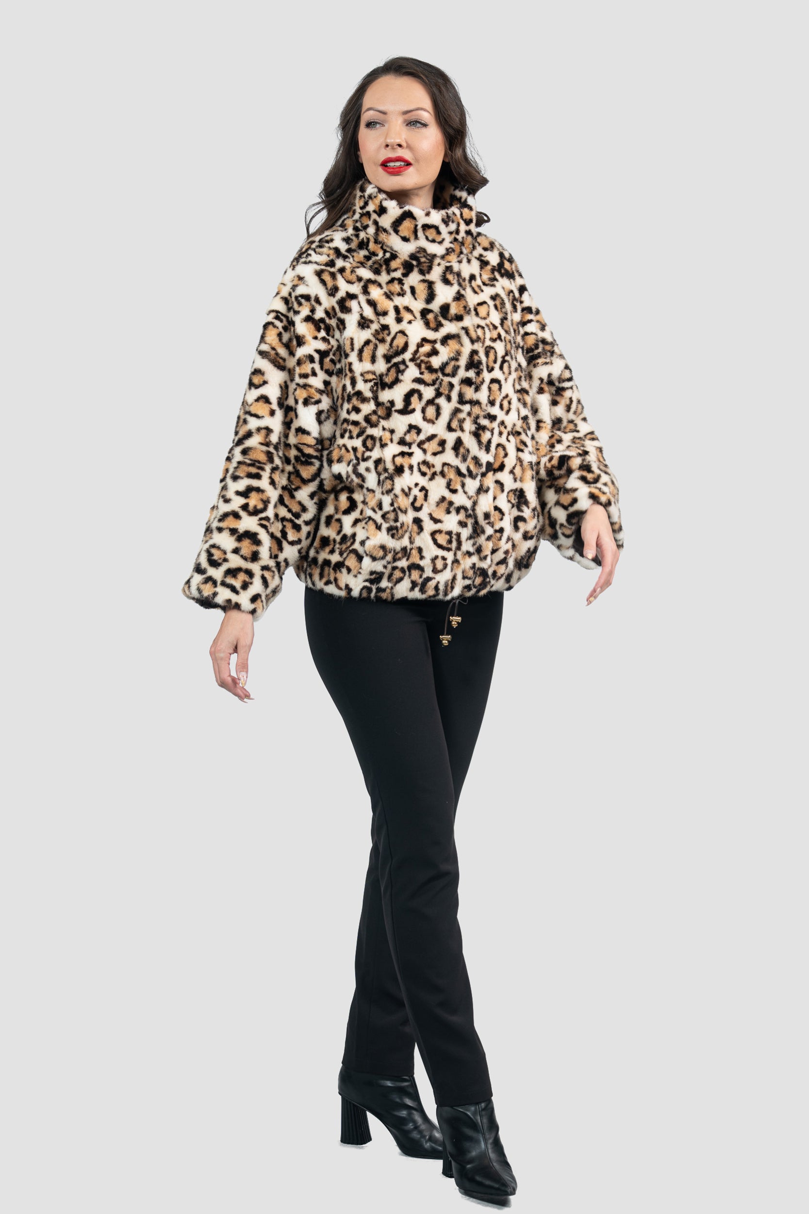 Leopard Mink Pieced Jacket