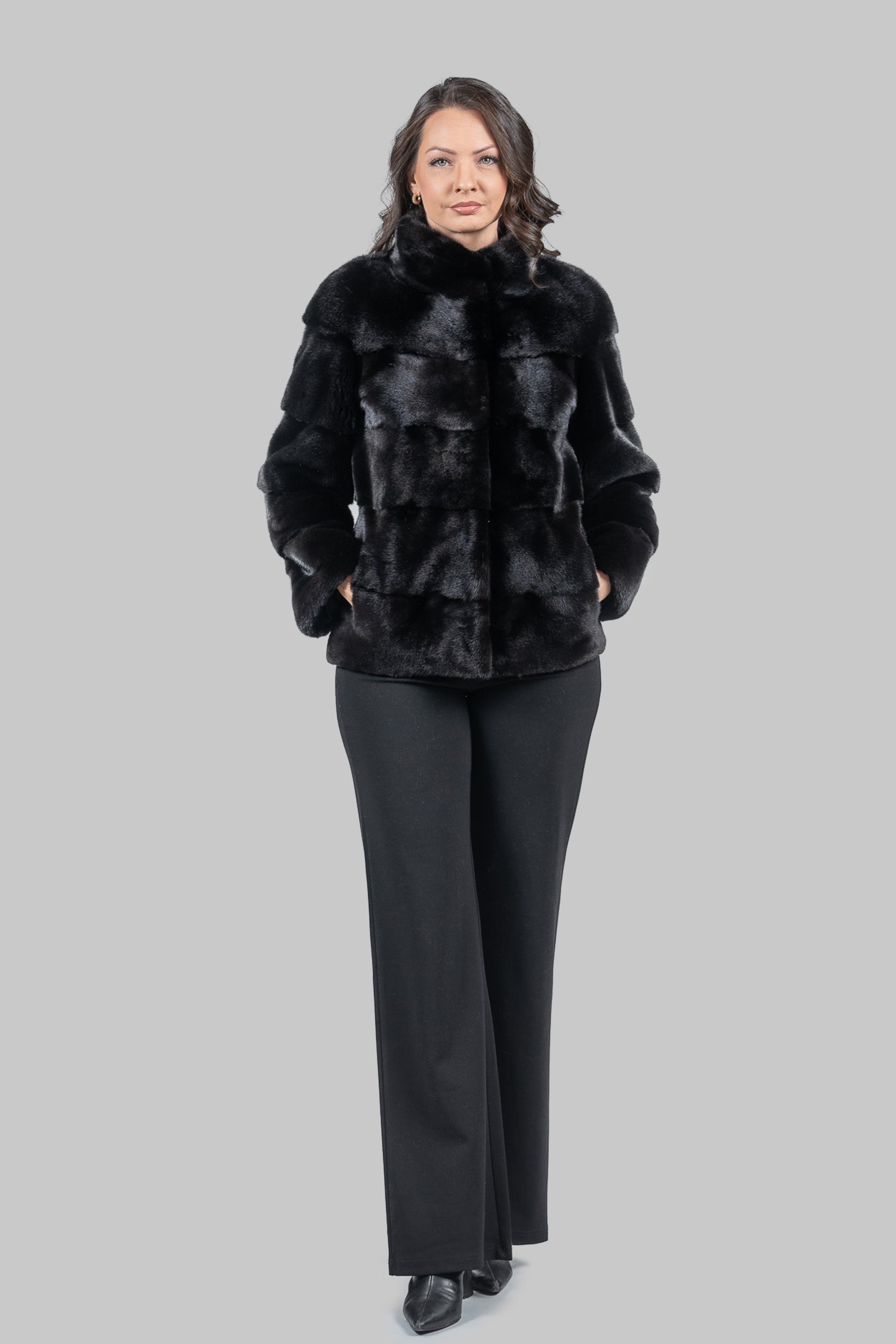 Black Mink Tiered Jacket
