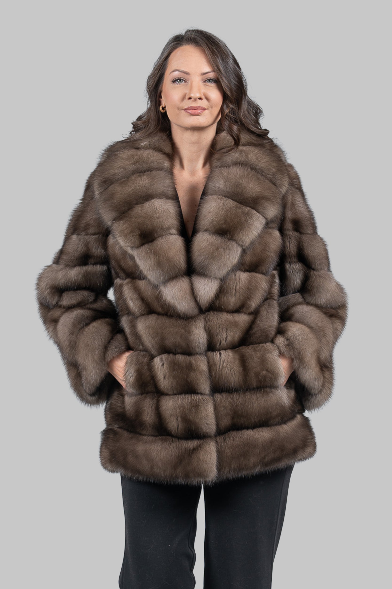 Platino Sable with Shawl Collar Coat