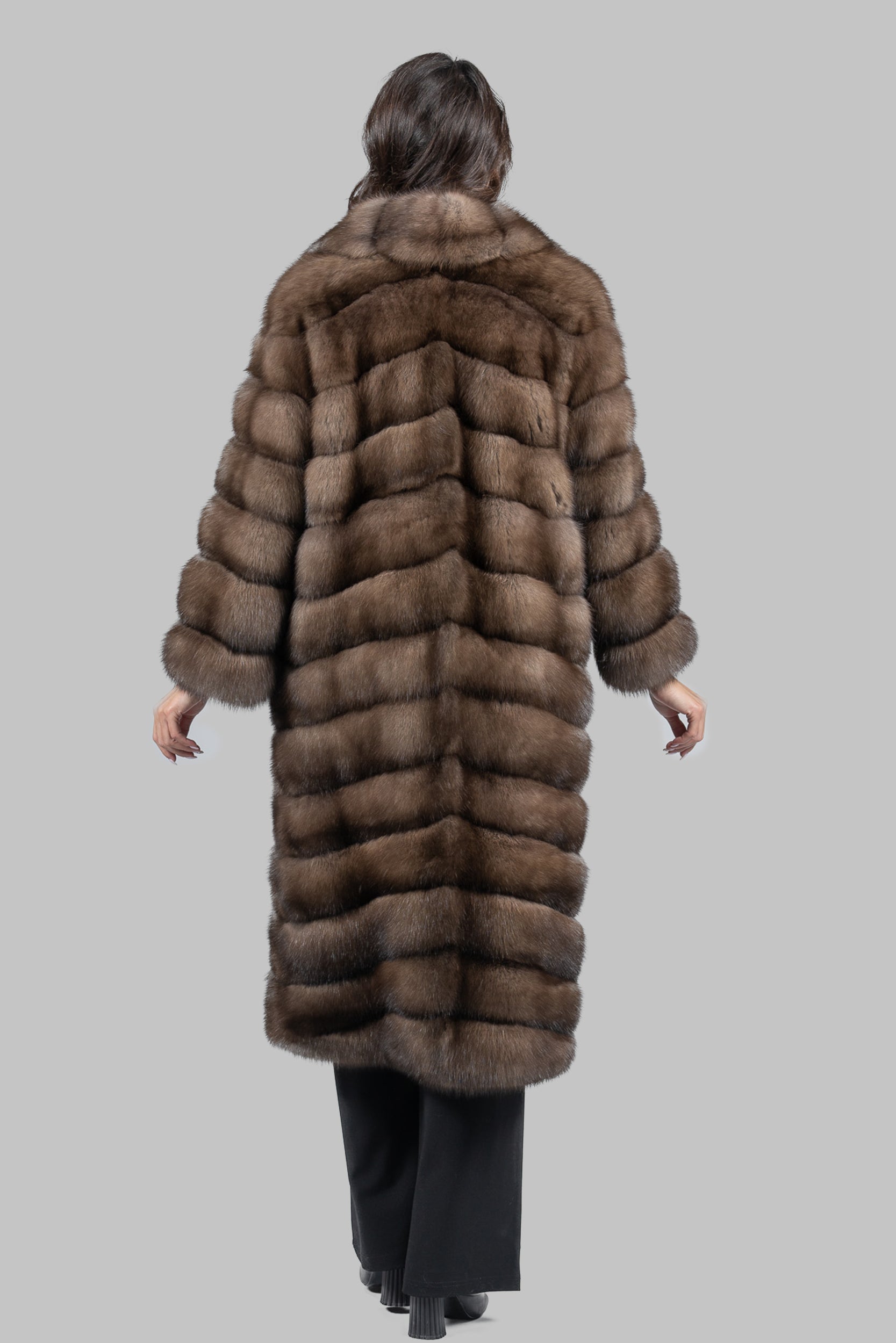 Graphite Russian Sable Full-Length Coat with Notch Collar