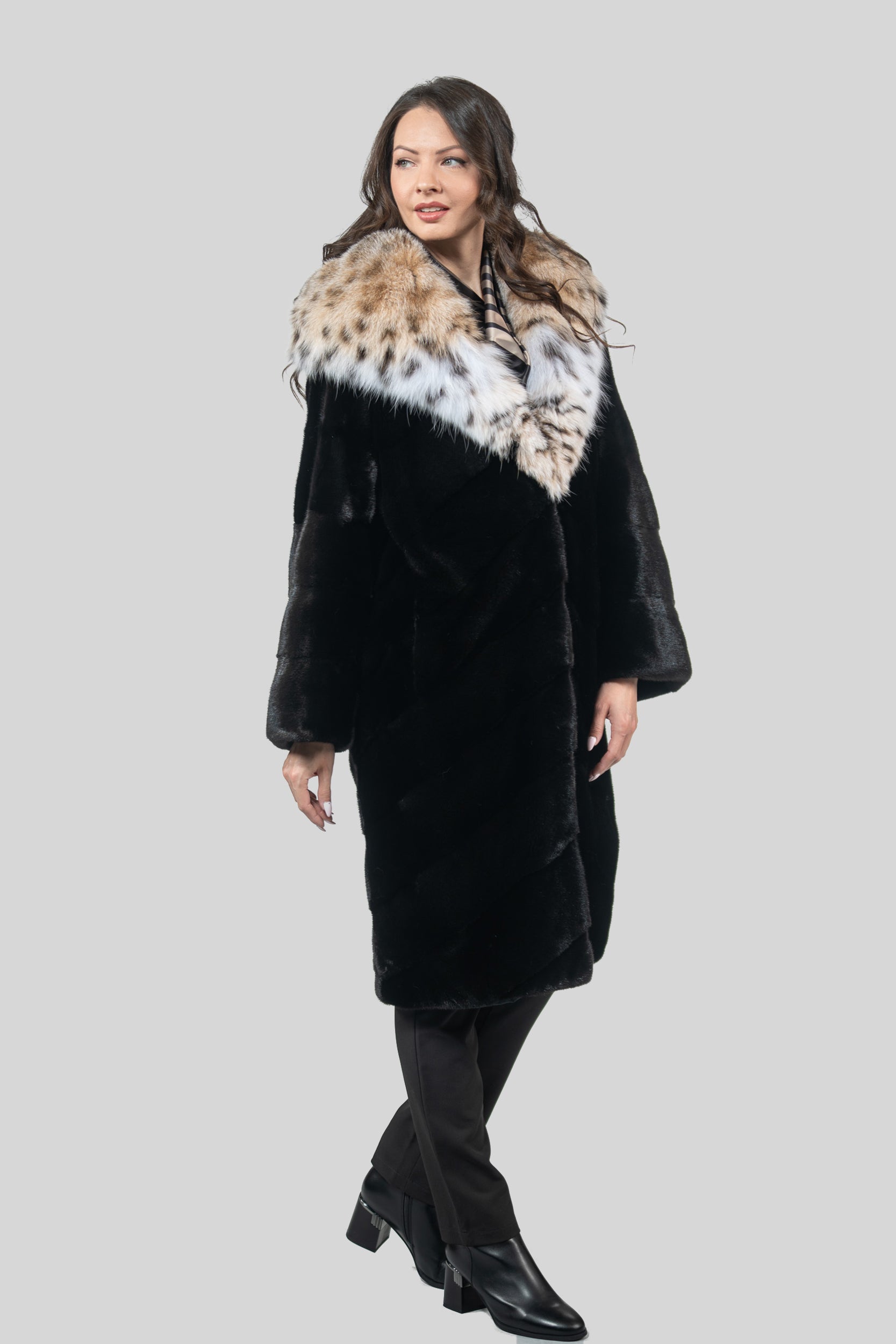 Blackglama Mink Half Coat with Bobcat Hood