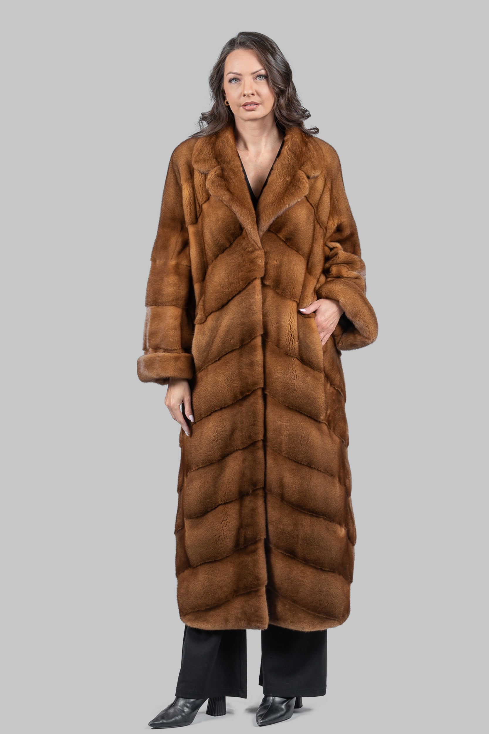 Gold Mink Coat with Notch Collar