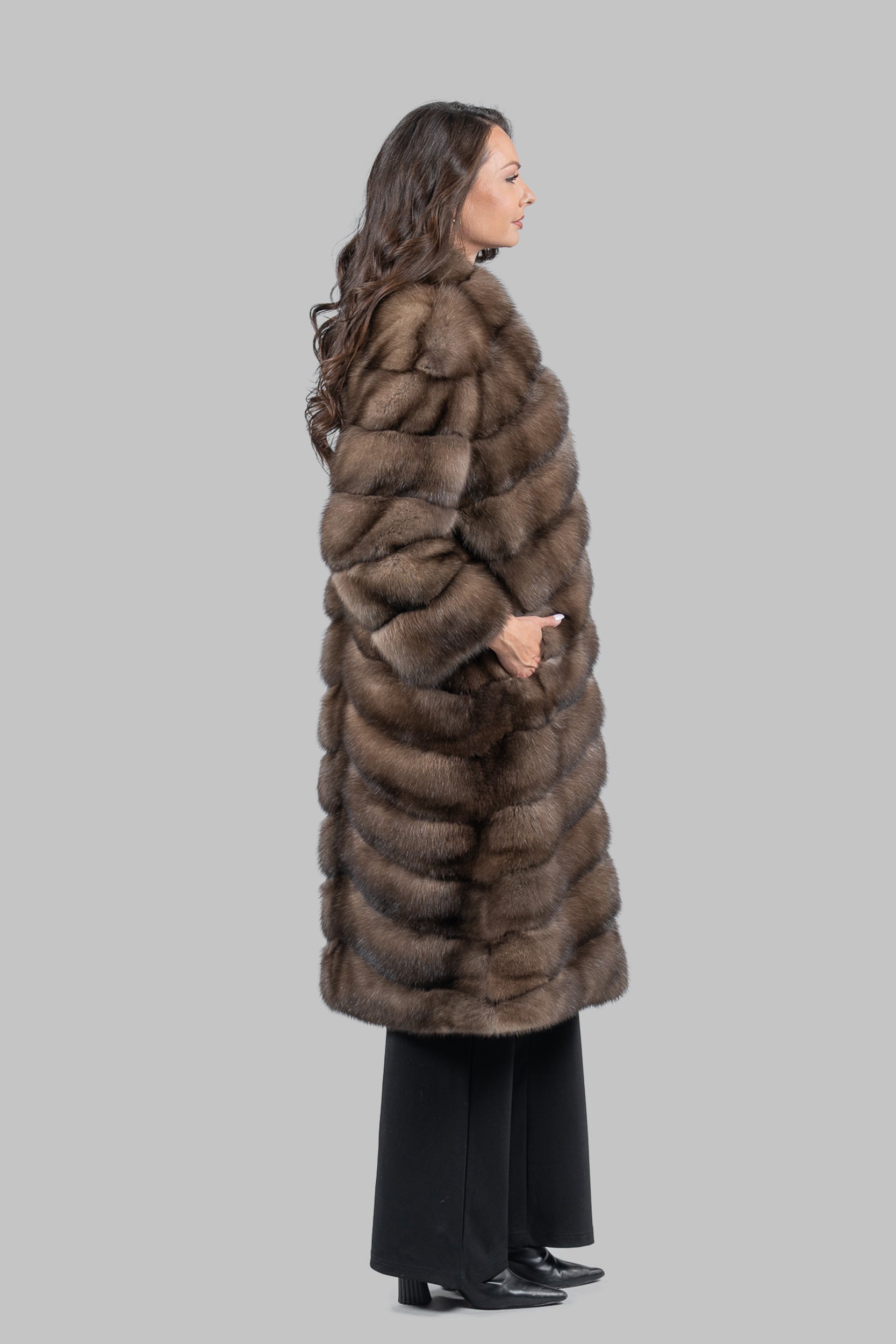 Platino Russian Sable Long Coat with Smoking Collar