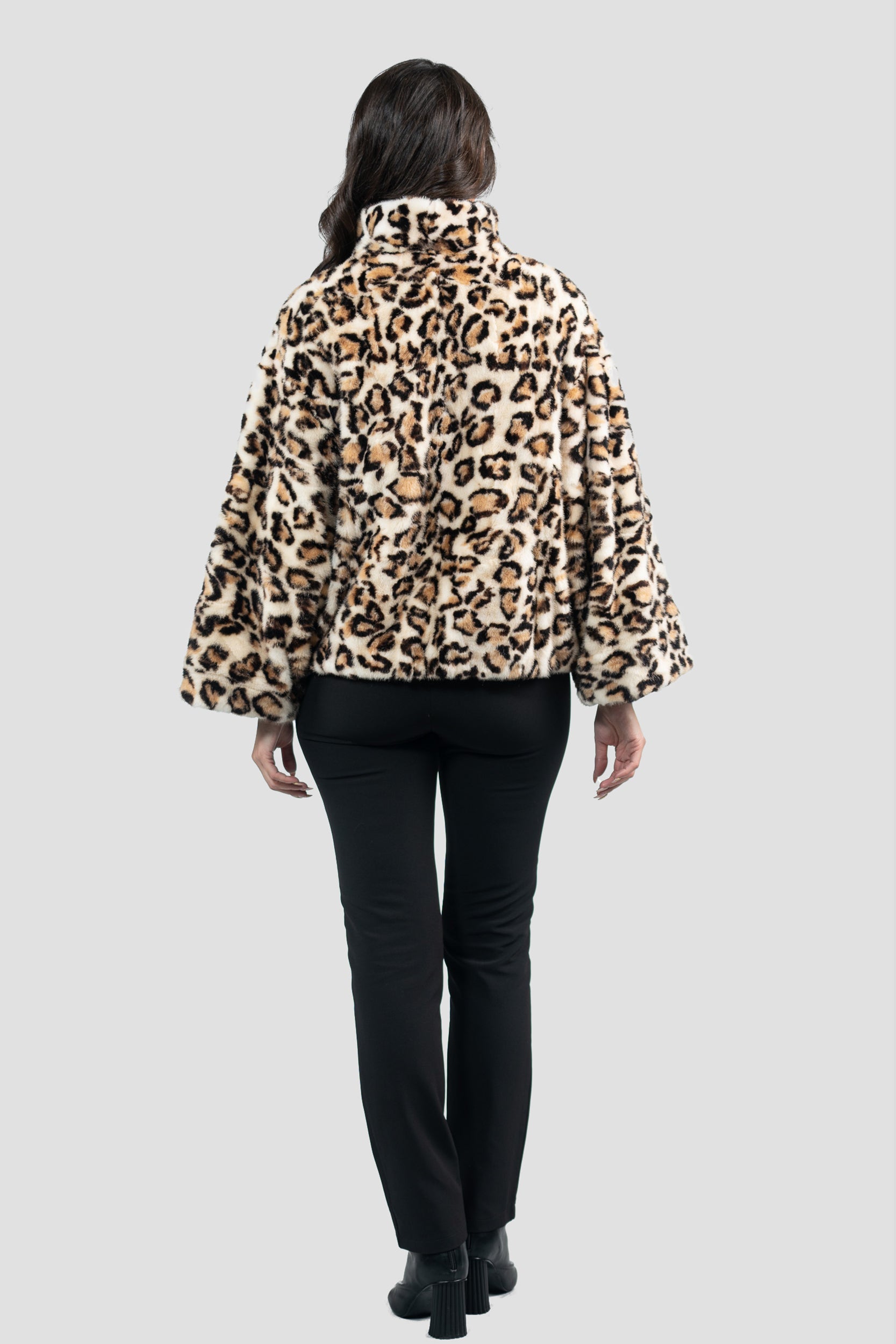 Leopard Mink Pieced Jacket