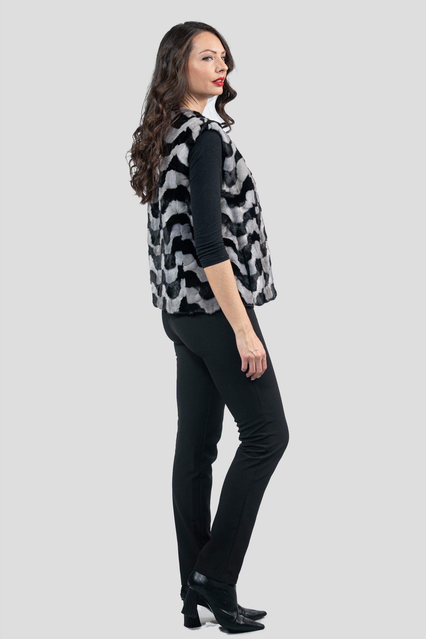 Multicolor Mink Pieced Vest