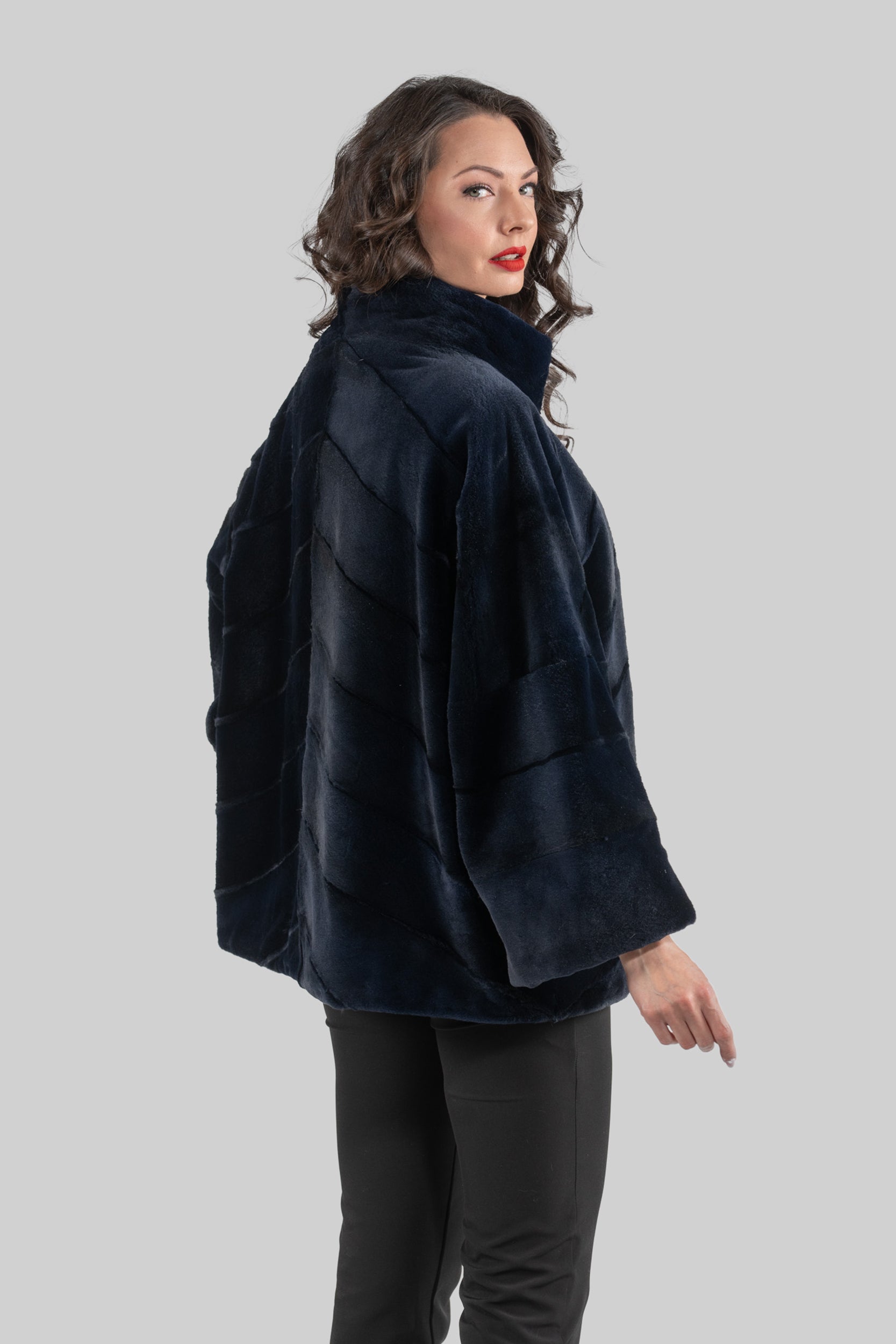 Blue Black Mink Sheared Jacket