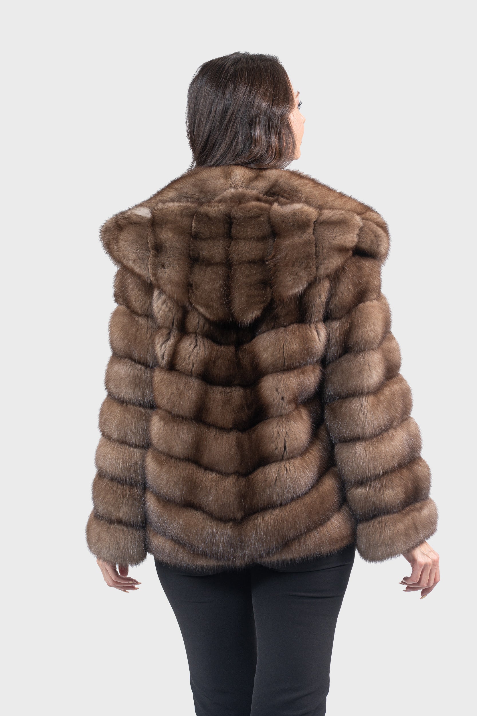 Grafite Russian Sable Half Coat with Hood