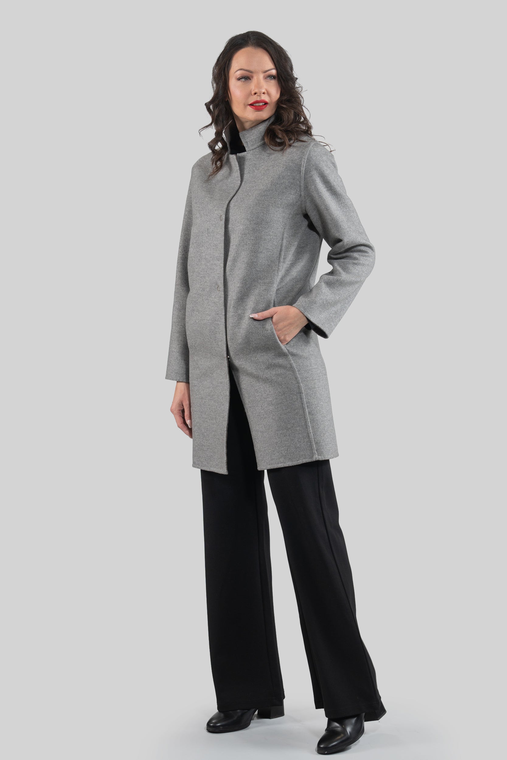 Grey Cashmere Half Coat