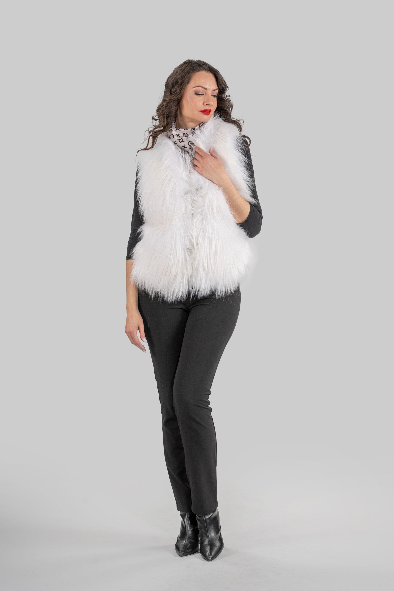 Arctic Marble Fox Fur Vest