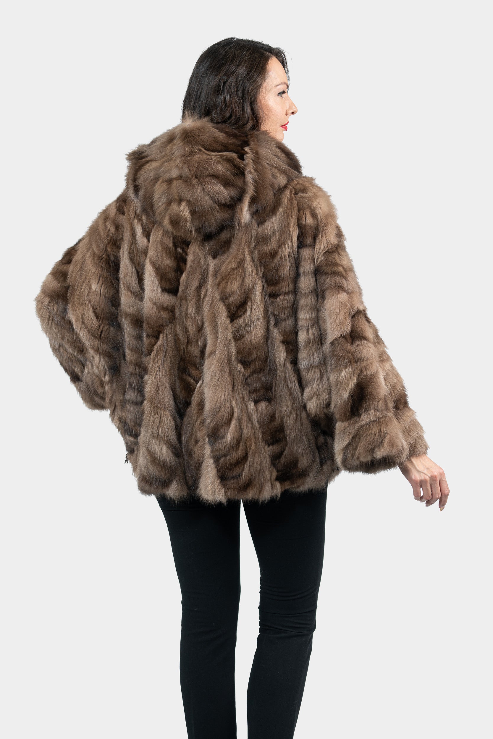 Russian Sable Pieced Hooded Jacket