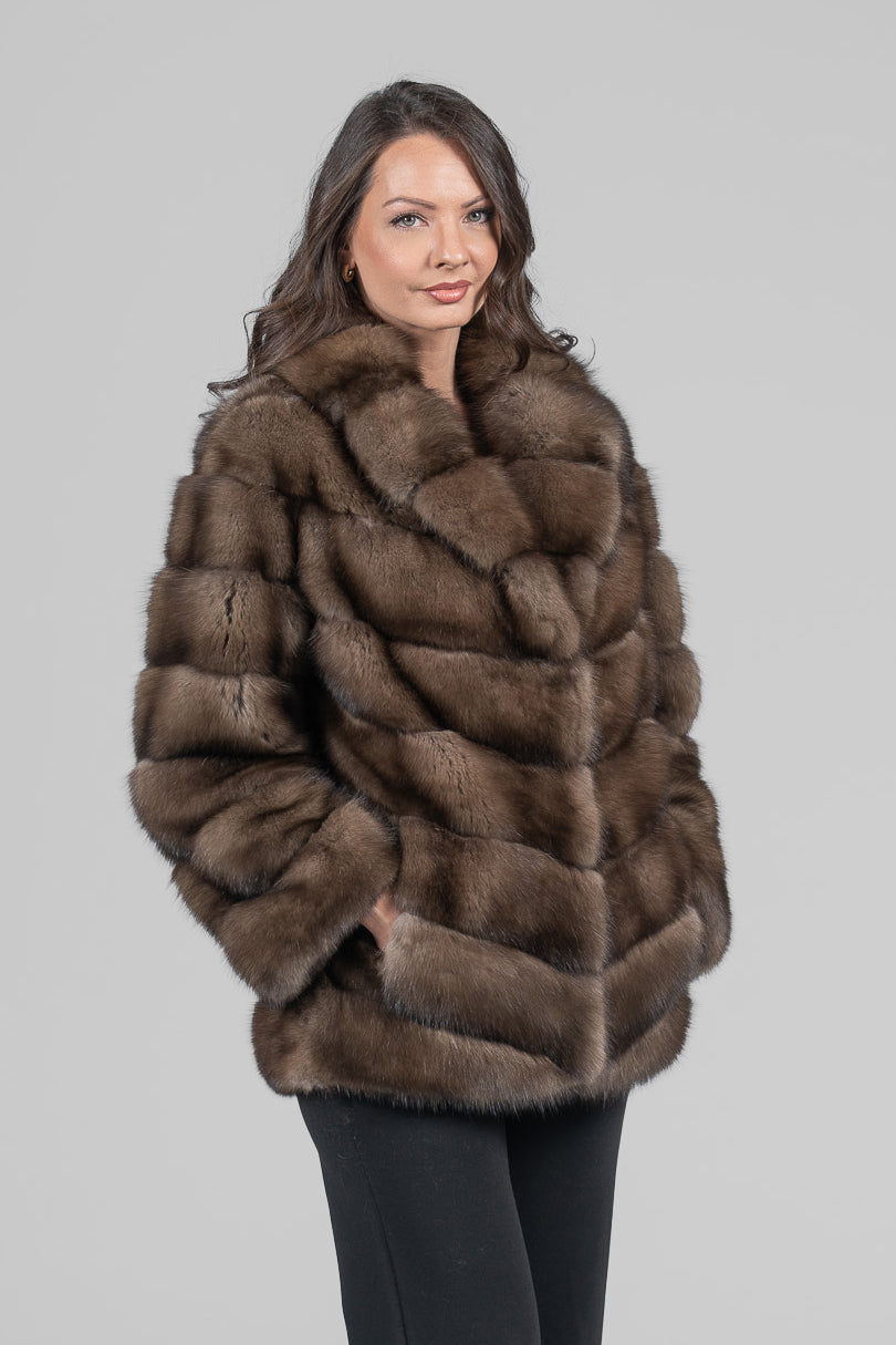 Platino Russian Sable Half Coat with Shawl Collar